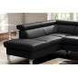 Canapé d'angle convertible en cuir italien de luxe 5 places ASTRID, noir, angle gauche