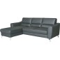 - Canapé d'angle convertible en cuir italien de luxe 5 places SANTORIN, avec coffre, gris foncé, angle gauche