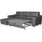 - Canapé d'angle convertible en cuir italien de luxe 5 places SANTORIN, avec coffre, gris foncé, angle gauche