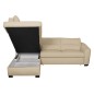 Canapé d'angle convertible en cuir italien de luxe 5 places RINALDI avec coffre, beige, angle gauche (vu de face)