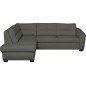 Canapé d'angle convertible en cuir italien de luxe 5 places RINALDI avec coffre, taupe, angle gauche (vu de face)