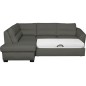 Canapé d'angle convertible en cuir italien de luxe 5 places RINALDI avec coffre, taupe, angle gauche (vu de face)