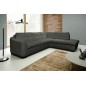 Canapé d'angle convertible en cuir italien de luxe 5 places RINALDI avec coffre, taupe, angle droit (vu de face)