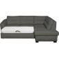 Canapé d'angle convertible en cuir italien de luxe 5 places RINALDI avec coffre, taupe, angle droit (vu de face)