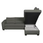 Canapé d'angle convertible en cuir italien de luxe 5 places RINALDI avec coffre, taupe, angle droit (vu de face)