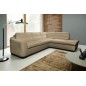 Canapé d'angle convertible en cuir italien de luxe 5 places RINALDI avec coffre, beige, angle droit (vu de face)