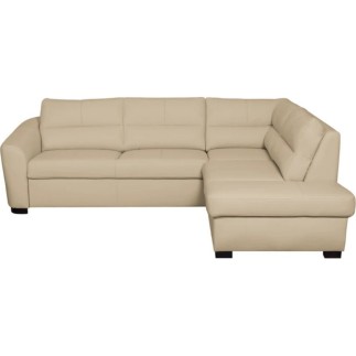 Canapé d'angle convertible en cuir italien de luxe 5 places RINALDI avec coffre, beige, angle droit (vu de face)