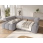 Canapé d'angle convertible en tissu très doux luxe gris 5 places LEONI, angle gauche (vu de face) Canapé d'angle convertible en tissu très doux luxe gris 5 places LEONI, angle gauche (vu de face)