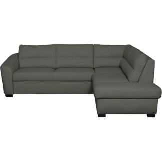 Canapé d'angle convertible en cuir italien de luxe 5 places RINALDI avec coffre, gris foncé, angle droit (vu de face)