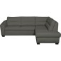 Canapé d'angle convertible en cuir italien de luxe 5 places RINALDI avec coffre, gris foncé, angle droit (vu de face)