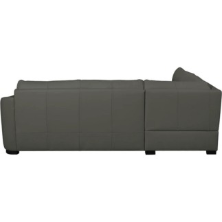 Canapé d'angle convertible en cuir italien de luxe 5 places RINALDI avec coffre, gris foncé, angle droit (vu de face)