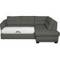 Canapé d'angle convertible en cuir italien de luxe 5 places RINALDI avec coffre, gris foncé, angle droit (vu de face)