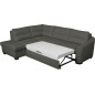 - Canapé d'angle convertible en cuir italien de luxe 5 places RINALDI avec coffre, gris foncé, angle gauche (vu de face)