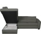 - Canapé d'angle convertible en cuir italien de luxe 5 places RINALDI avec coffre, gris foncé, angle gauche (vu de face)