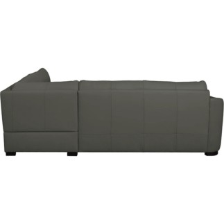 - Canapé d'angle convertible en cuir italien de luxe 5 places RINALDI avec coffre, gris foncé, angle gauche (vu de face)