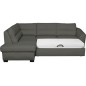 - Canapé d'angle convertible en cuir italien de luxe 5 places RINALDI avec coffre, gris foncé, angle gauche (vu de face)