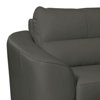- Canapé d'angle convertible en cuir italien de luxe 5 places RINALDI avec coffre, gris foncé, angle gauche (vu de face)