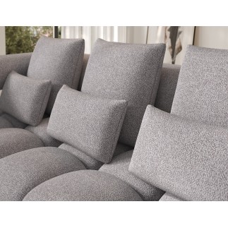 Canapé d'angle convertible en tissu très doux luxe gris 5 places LEONI