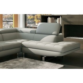 Canapé d'angle en cuir italien 6 places BIRKIN, gris clair, angle droit