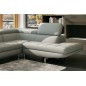 Canapé d'angle en cuir italien 6 places BIRKIN, gris clair, angle droit