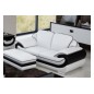 Ensemble:composé un canapé 2 places + 2 fauteuils en cuir italien vachette CANDIDE blanc et noir