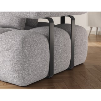 Canapé d'angle convertible en tissu très doux luxe gris 5 places LEONI