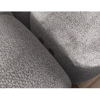 Canapé d'angle convertible en tissu très doux luxe gris 5 places LEONI