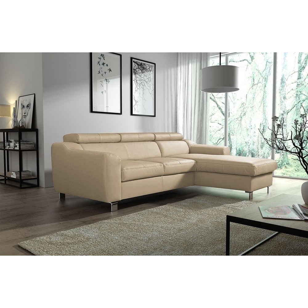 2eme paiement de la commande: Canapé d'angle en cuir italien de luxe 5 places astra, beige, angle droit, 6x sans frais, total de