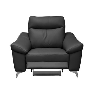 Fauteuil 1 place avec 1 relax, en cuir luxe italien, LOUIS, 1 relax électrique, noir