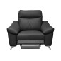 Fauteuil 1 place avec 1 relax, en cuir luxe italien, LOUIS, 1 relax électrique, noir