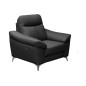 Fauteuil 1 place avec 1 relax, en cuir luxe italien, LOUIS, 1 relax électrique, noir