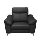 Fauteuil 1 place avec 1 relax, en cuir luxe italien, LOUIS, 1 relax électrique, noir