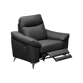 Fauteuil 1 place avec 1 relax, en cuir luxe italien, LOUIS, 1 relax électrique, noir