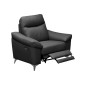 Fauteuil 1 place avec 1 relax, en cuir luxe italien, LOUIS, 1 relax électrique, noir