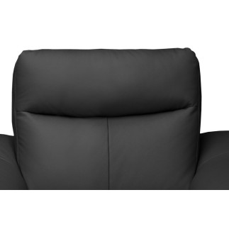 Fauteuil 1 place avec 1 relax, en cuir luxe italien, LOUIS, 1 relax électrique, noir