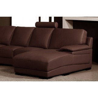 - Canapé d'angle en cuir italien 6/7 places MISTER, chocolat, angle gauche