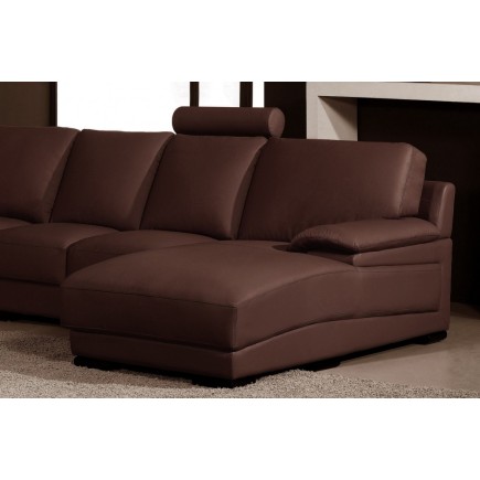 - Canapé d'angle en cuir italien 6/7 places MISTER, chocolat, angle gauche