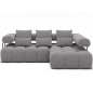 Canapé d'angle convertible en tissu très doux luxe gris 5 places LEONI, angle droit (vu de face) Canapé d'angle convertible en tissu très doux luxe gris 5 places LEONI, angle droit (vu de face)