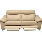 Canapé 2 places avec 2 relax en cuir luxe italien, LOUIS, 2 relax électriques, beige