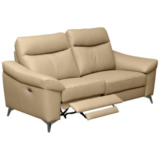 Canapé 2 places avec 2 relax en cuir luxe italien, LOUIS, 2 relax électriques, beige
