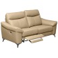 Canapé 2 places avec 2 relax en cuir luxe italien, LOUIS, 2 relax électriques, beige
