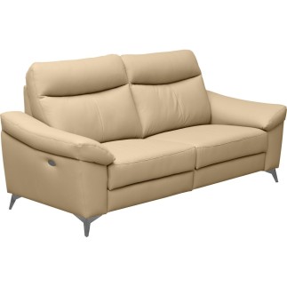 Canapé 2 places avec 2 relax en cuir luxe italien, LOUIS, 2 relax électriques, beige