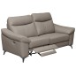 Canapé 2 places avec 2 relax en cuir luxe italien, LOUIS, 2 relax électriques, gris clair