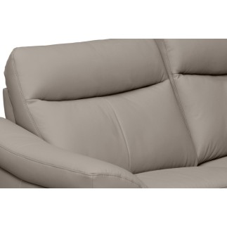 Canapé 2 places avec 2 relax en cuir luxe italien, LOUIS, 2 relax électriques, gris clair
