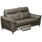 Canapé 2 places avec 2 relax en cuir luxe italien, LOUIS, 2 relax électriques, gris foncé