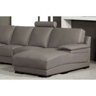 Canapé d'angle en cuir italien 6/7 places MISTER, gris clair, angle gauche
