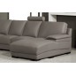 Canapé d'angle en cuir italien 6/7 places MISTER, gris clair, angle gauche