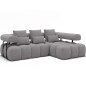 Canapé d'angle convertible en tissu très doux luxe gris 5 places LEONI, angle droit (vu de face) Canapé d'angle convertible en tissu très doux luxe gris 5 places LEONI, angle droit (vu de face)