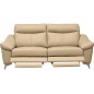 Canapé 3 places avec 2 relax en cuir luxe italien, LOUIS, 2 relax électriques, beige