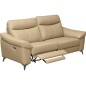 Canapé 3 places avec 2 relax en cuir luxe italien, LOUIS, 2 relax électriques, beige